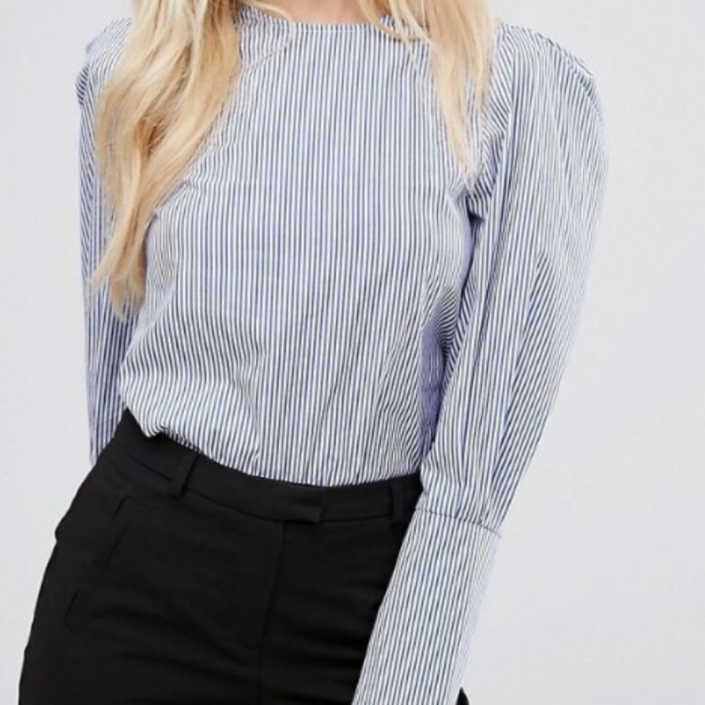ASOS Puff sleeve stripped blouse